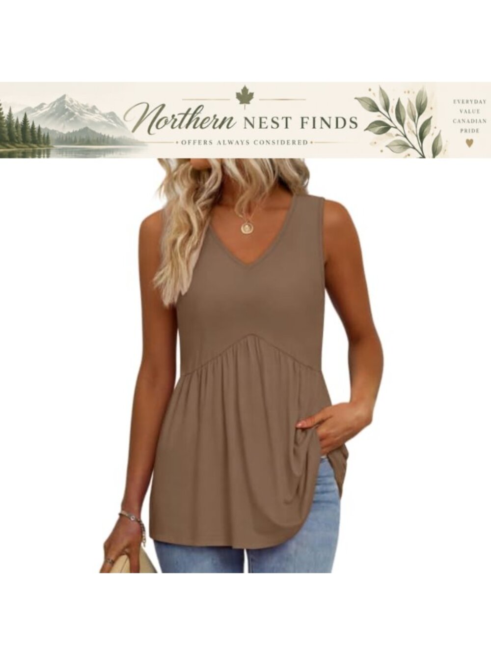 Womens Flowy Peplum Tank Top Sleeveless V Neck Babydoll Summer Tunic
